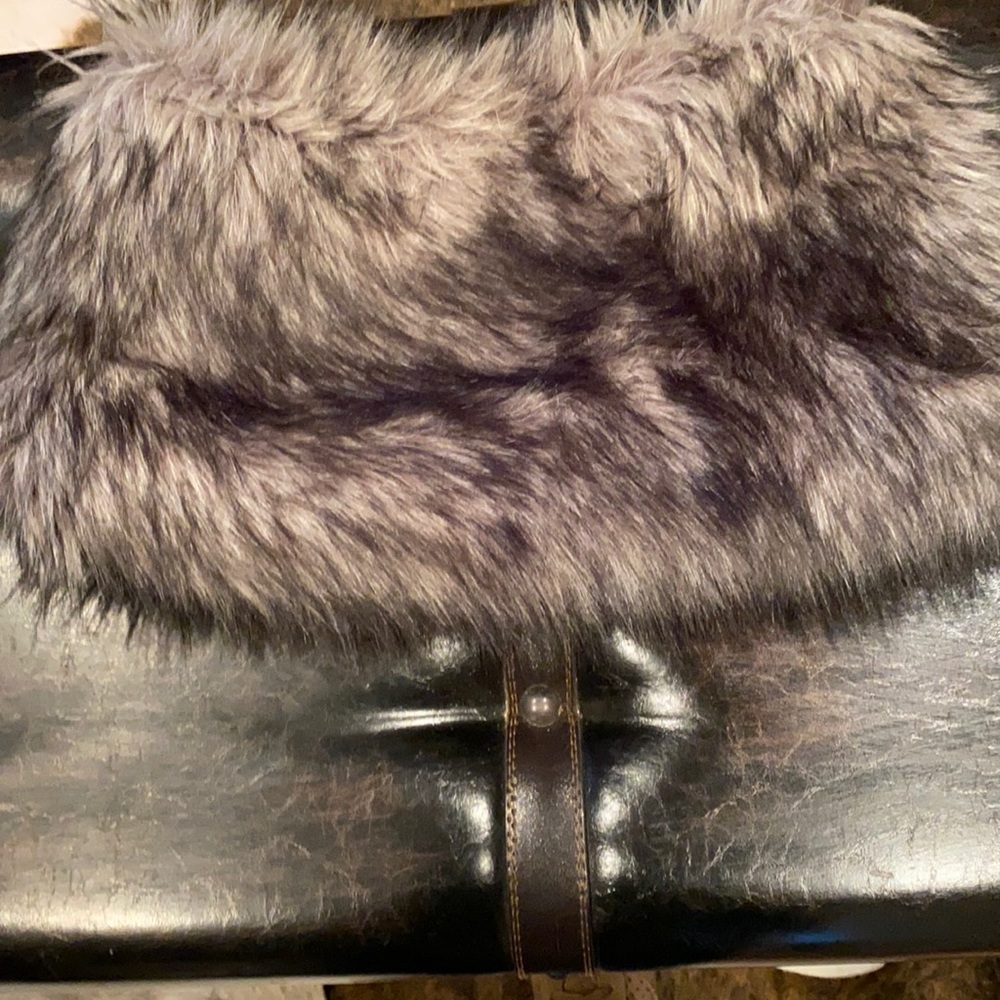 Faux fur collar. Michael Kors. Never worn. Black/gray color.